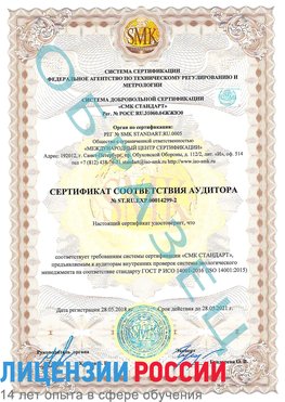 Образец сертификата соответствия аудитора Образец сертификата соответствия аудитора №ST.RU.EXP.00014299-2 Добрянка Сертификат ISO 14001